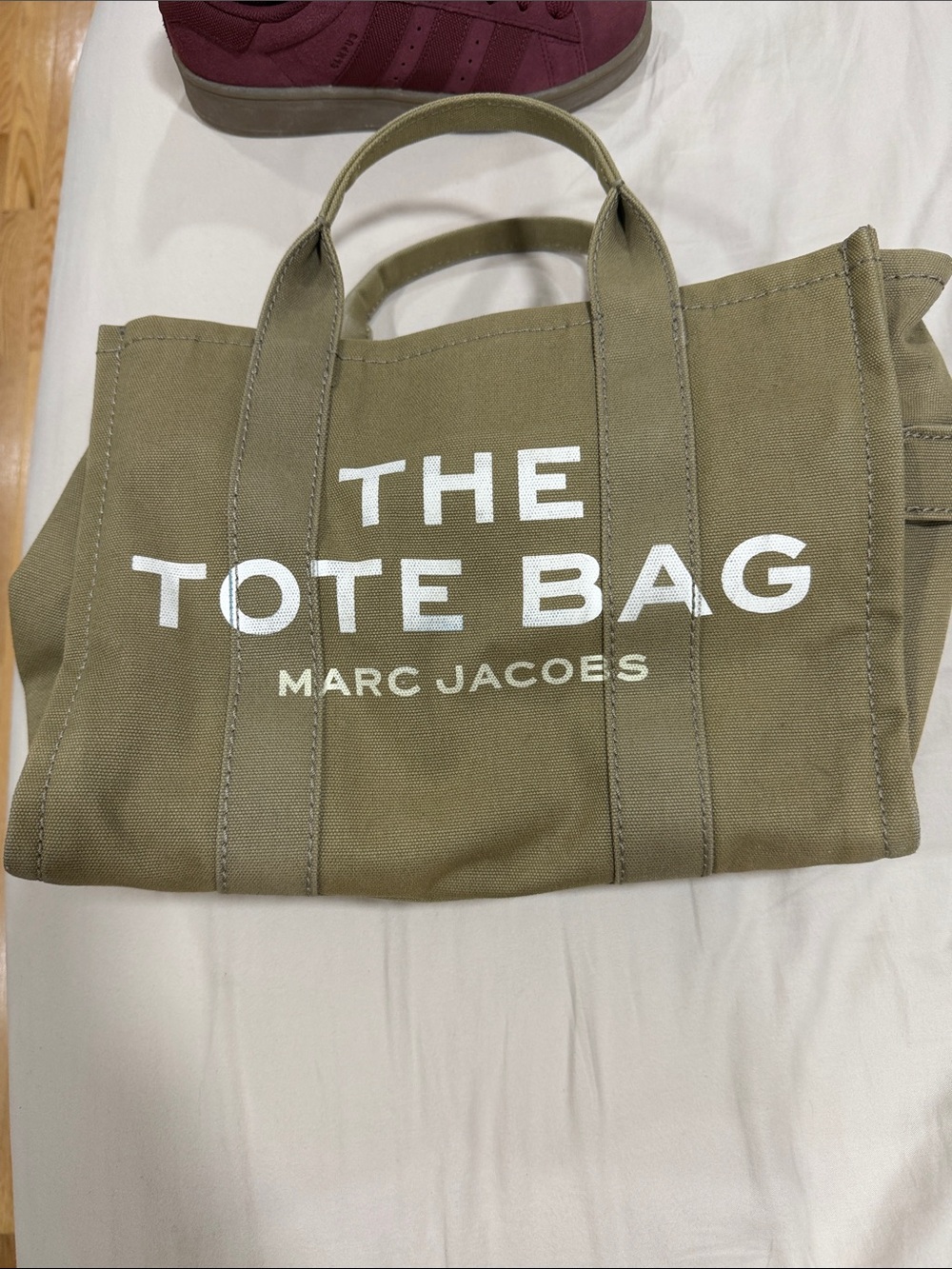 Marc Jacobs Olive Canvas 'The Tote Bag' with White Logo